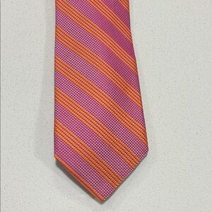 Kenneth Gordon USA Silk Pink and Orange Striped Tie
